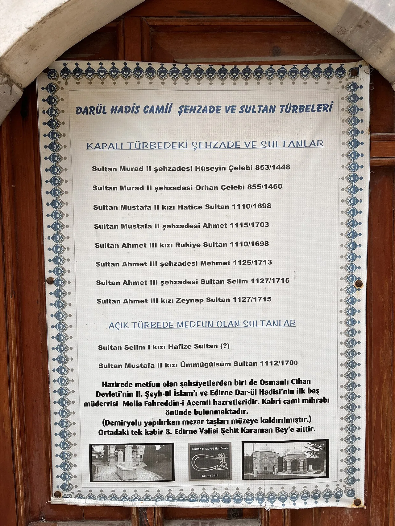 Darülhadis Mosque Closed Tomb - Edirne